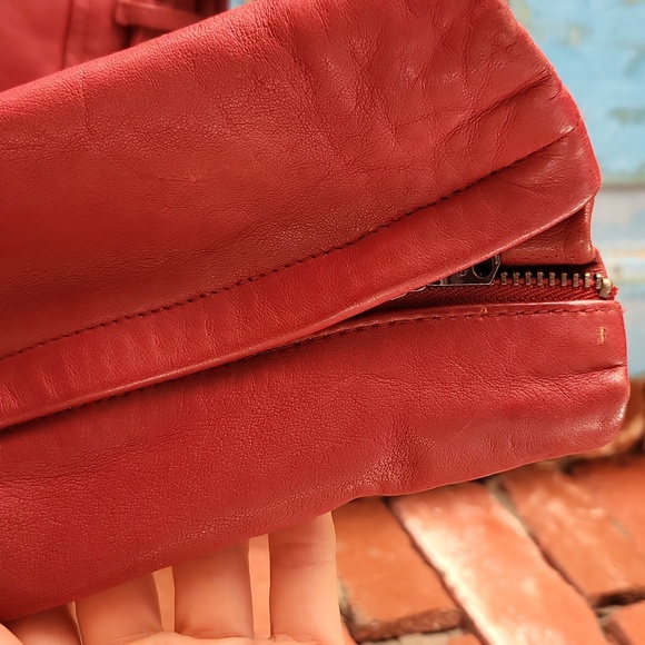 Women's Red Leather Jacket - Picture 4 of 6